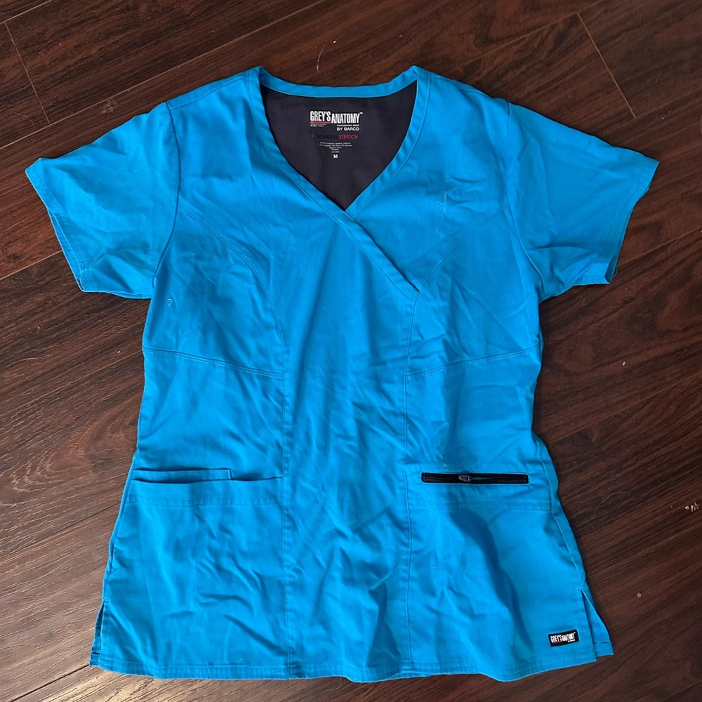 Greys anatomy scrub top medium blue